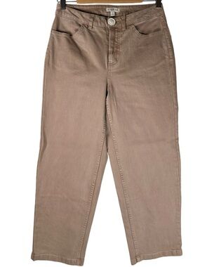 Molly Yeh High-Waist Straight-Leg Taupe Brown Utility Pants Women’s Size 4 New
